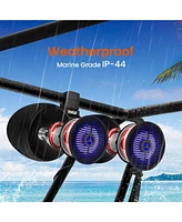 Pyle 8'' Marine Bluetooth Wakeboard Speaker System with Led Lights, 300W, Black