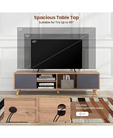 Gymax Tv Stand for Tvs up to 65'' Modern Rustic Tv Cabinet w/ Open Shelf TV Console Table