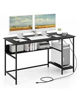 Gouun 55 Inch Computer Desk with 4 Power Outlets and Cpu Stand