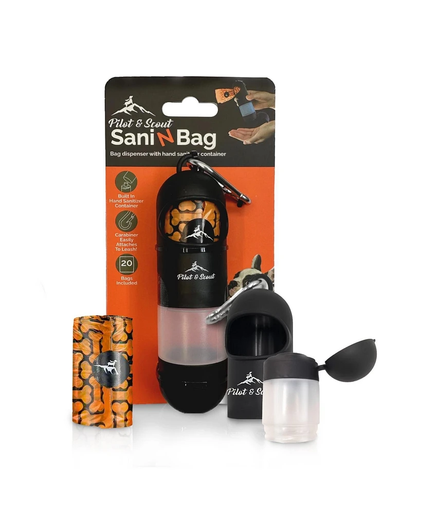 Pilot & Scout Sani N Bag Dog Waste Bag Dispenser, with Built-In Hand Sanitizer Compartment