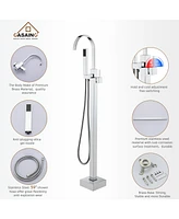 Casainc Single Handle Floor Mounted Freestanding Tub Filler with Diverter and Handheld Shower