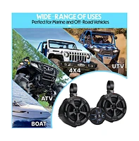 Pyle 4'' Waterproof Off-Road Speakers with Amplified Bluetooth Control Unit, 800W