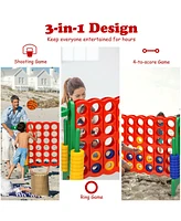 Gymax 2.5Ft 4-to-Score Giant Game Set Basketball Hoop Ring Game Indoor Outdoor