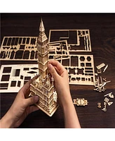 Robotime 3D Jigsaw Puzzle Big Ben London Architecture Wooden Model Kits for Teens/Adults, 3.9"4.2"7.5"