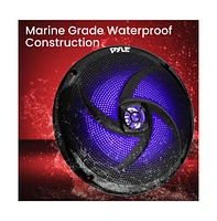 Pyle 8'' Marine Waterproof Speakers with Blue Led Lights, 320W, Black