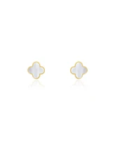 The Lovery Mini Mother of Pearl Clover Stud Earrings 14K Gold