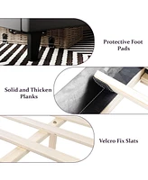 gaomon Strong Wood Slat Support Bed Frame with Button Tufted