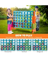 Gymax Giant 4 in A Row Jumbo 4-to-Score Game Set Kids Adults w/ 42 Jumbo Rings