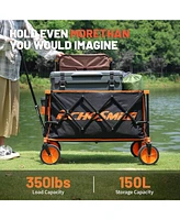 Echosmile Heavy Duty 350 Lbs Capacity Collapsible Wagon, Outdoor Folding Camping Grocery Portable Utility Cart, Adjustable Rolling Carts, All Terrain