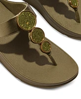 FitFlop Women's Halo Bead-Circle Metallic Toe-Post Sandals