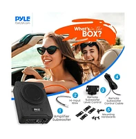 Pyle 8” 600W Slim Active Car Subwoofer, Low-Profile, Under-Seat Installation