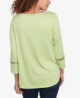 Ruby Rd. Petite Solid Stretch Jersey Three Quarter Sleeve Top