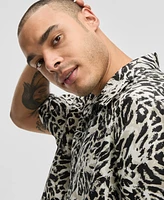 Mode of One Men's Relaxed-Fit Leopard-Print Button-Down Camp Shirt, Exclusively at Macy's