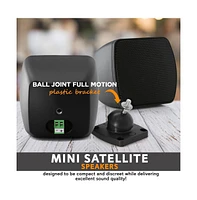 Pyle 3" Surface-Mount Satellite Speaker for Subwoofer System - Compact, Stylish, Full-Range Sound with Ball-Joint Bracket (Pair)