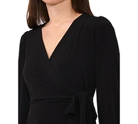 Sam & Jess Women's Surplice-Neck Long-Sleeve Wrap Top