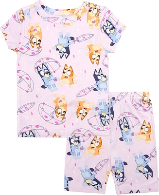 Bluey Toddler Girls Short Sleeve and Biker Short, 2-Piece Pajama Set