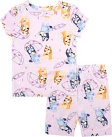 Bluey Toddler Girls Short Sleeve and Biker Short, 2-Piece Pajama Set