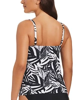 Beyond Control Women's Sharp Observation Printed Cascading-Front Tankini