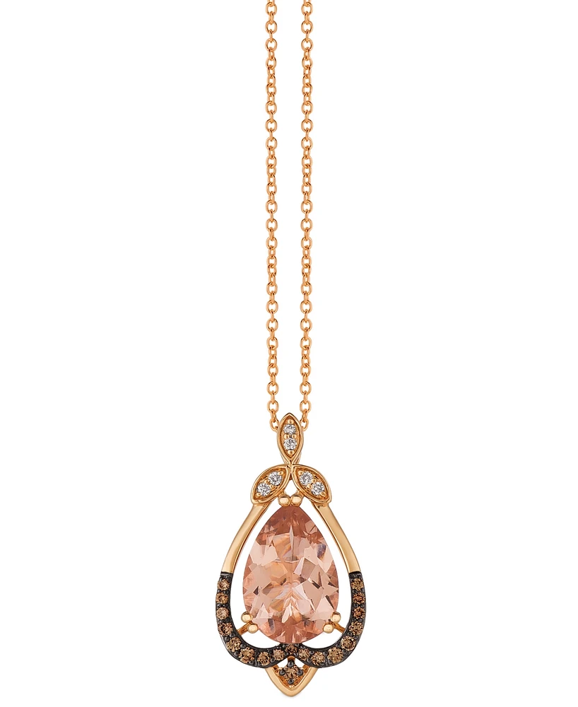 Le Vian Peach Morganite (2-1/3 ct. t.w.) & Diamond (1/8 ct. t.w.) Teardrop 18" Pendant Necklace in 14k Rose Gold