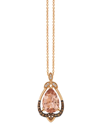 Le Vian Peach Morganite (2-1/3 ct. t.w.) & Diamond (1/8 ct. t.w.) Teardrop 18" Pendant Necklace in 14k Rose Gold