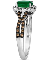 Le Vian New Emerald (1/2 ct. t.w.) & Diamond (1/4 ct. t.w.) Oval Halo Twist Ring in 14k White Gold