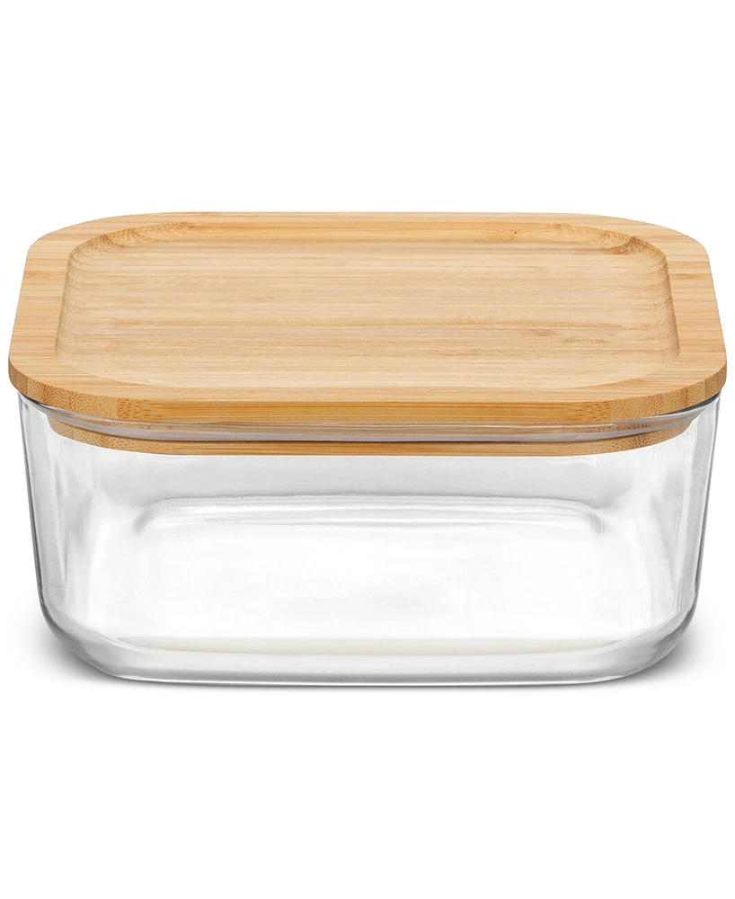 Bormioli Rocco Frigoverre Quadra 68.5-Oz. Glass Food-Storage Container and Bamboo Lid, Set of 6