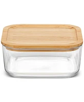 Bormioli Rocco Frigoverre Quadra 68.5-Oz. Glass Food-Storage Container and Bamboo Lid, Set of 6