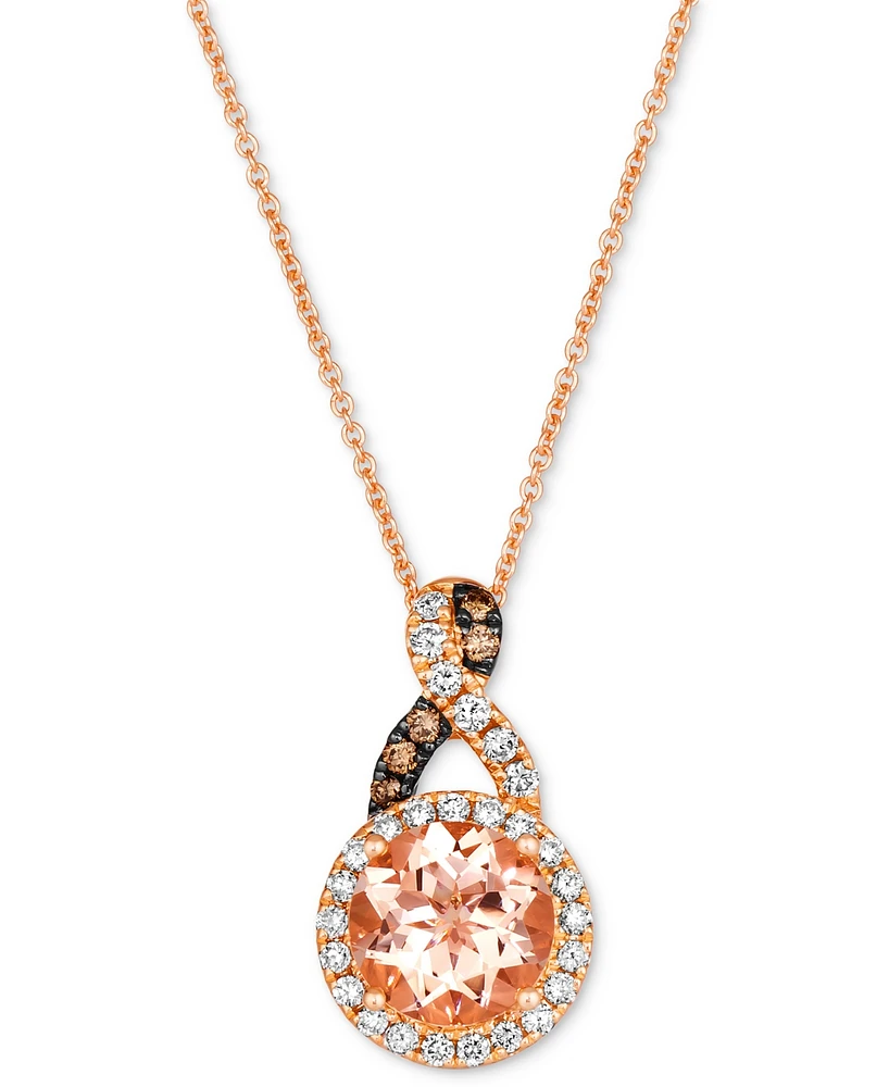 Le Vian Peach Morganite (1-3/8 ct. t.w.), Nude Diamond (1/4 ct. t.w.) & Chocolate Diamond (1/20 ct. t.w.) Round Pendant 20" Necklace in 14k Strawberry