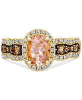 Le Vian Peach Morganite (3/4 ct. t.w.), Nude Diamond (3/8 ct. t.w.) & Chocolate Diamond (1/3 ct. t.w.) Oval Ring in 14k Honey Gold