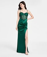 B Darlin Juniors' Lace Corset Gown, Created for Macy's