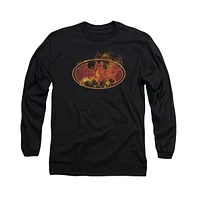 Batman Men's Flames Logo Long Sleeve Adult Tee / T-Shirt