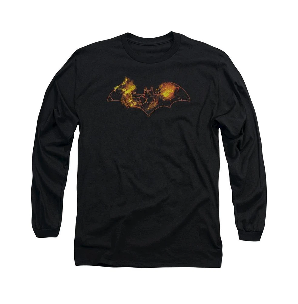 Batman Men's Molten Logo Long Sleeve Adult Tee / T-Shirt