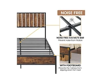 gaomon Queen Bed Frame with Headboard and Footboard, Metal Bed Frame with 14 Heavy Duty Steel Slats, Metal Queen Bed Frame, Under-Bed Storage