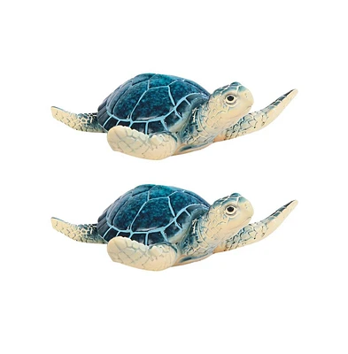 Fc Design "2-pc Set" 4"W Miniature Blue Sea Turtle Figurine Statue Ornament Home Room Office Decor and Perfect Ideas for Housewarming, Holidays and Bi