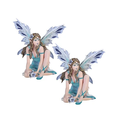 Fc Design "2-pc Set" 4.75"H Blue Spring Ocean Fairy Figurine Statue Ornament Home Room Office Decor and Perfect Ideas for Housewarming, Holidays and B