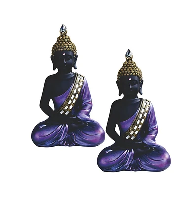 Fc Design "2-pc Set" 11.25"H Purple and Black Buddha in Meditation Figurine Statue Ornament Home Room Office Decor and Perfect Ideas for Housewarming,