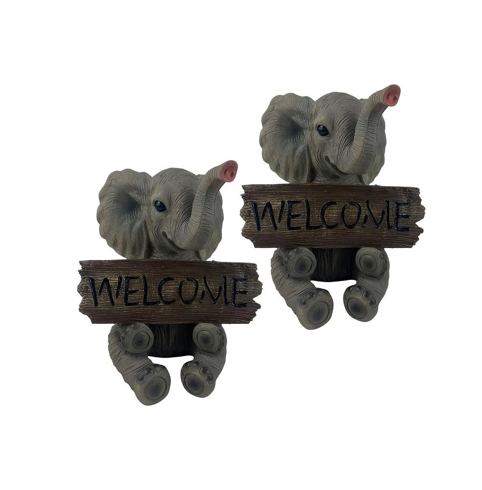 Fc Design "2-pc Set" 7"H Elephant with Welcome Sign Figurine Statue Ornament Home Room Office Decor and Perfect Ideas for Housewarming, Holidays and B