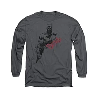 Batman Men's Sketch Bat Red Logo Long Sleeve Adult Tee / T-Shirt