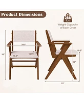 Gymax Wooden Dining Chair Set of w/ Rubber Wood Frame Padded Seat & Back Armrests
