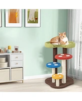 Gymax Cat Tree Mushroom Unique Multi-Level Cute Cat Tower w/ Scratching Post Indoor