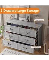 gaomon 6 Drawer Double Dresser,Modern Farmhouse Chest of Drawers