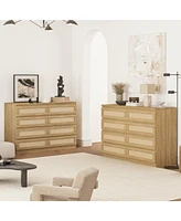 gaomon 8 Drawer Double Dresser for Bedroom, Rattan Chest of Dressers