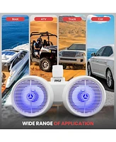 Pyle 6.5'' Marine Bluetooth Wakeboard Speaker System with Led Lights, 200W, White