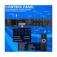 Pyle 5-Channel Audio Amplifier - Multi-Source 1/4" Audio/Microphone Input, Usb/Sd Readers, Fm Radio, Built-in Bluetooth for Wireless Audio Streaming