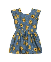 Winnie the Pooh Girls Disney Minnie Mouse Mickey Daisy Lilo & Stitch Princess Belle Ariel Chambray Skater Dress to