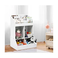 gaomon Kids Bookshelf and Toy Storage, Wood Book Shelf Organizer for Toddler, Playroom Storage