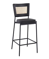 Lumisource 36" Metal and Rattan Tania Contemporary Counter Stool, Set of 2