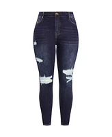 City Chic Plus Asha Jojo Distressed Detail Crop Jean