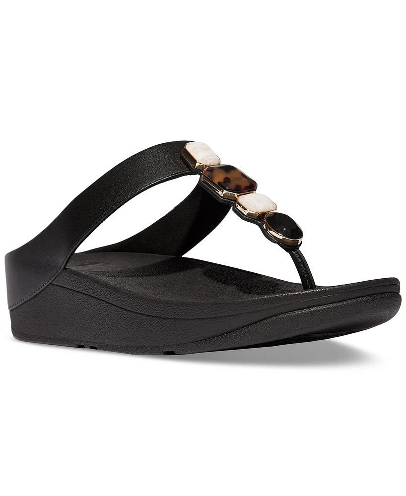 FitFlop Women's Fino Multi-Stone Leather Wedge Sandals