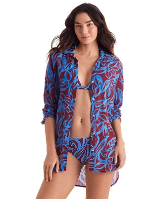 Mimi Flamingo Women's Laguna Cotton Cover-Up Shirt